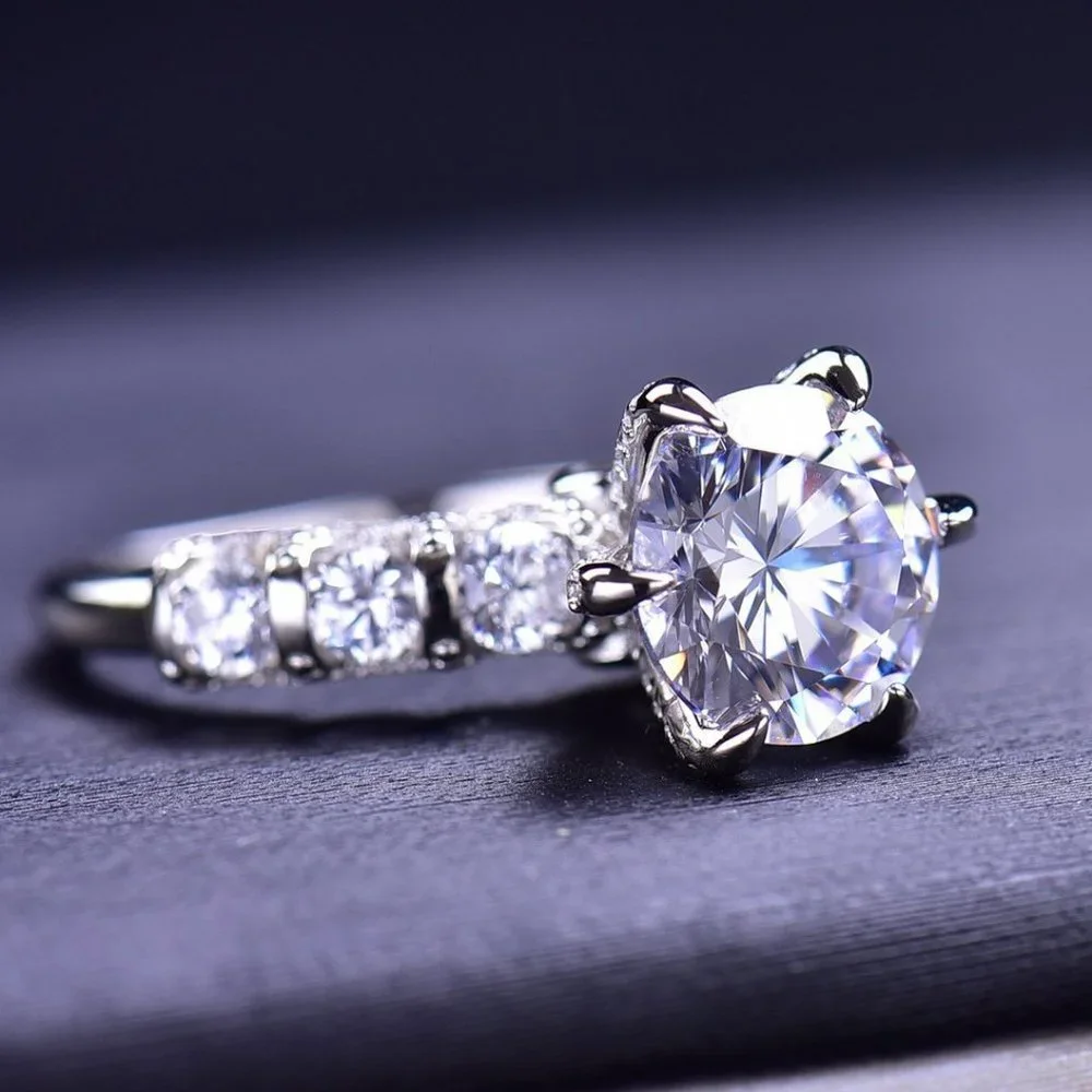 Certified 3ct. t.w. Moissanite Diamond Luxury Wedding Engagement Ring NEW - Picture 5 of 16